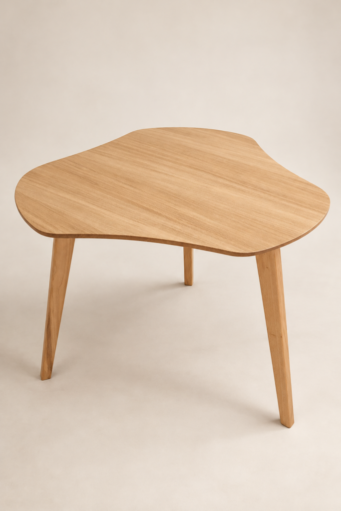 Деревянный обеденный стол All in Wood из массива бука с органической столешницей, вид под углом
